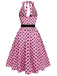 Robe dos nu rouge à pois des années 1950
