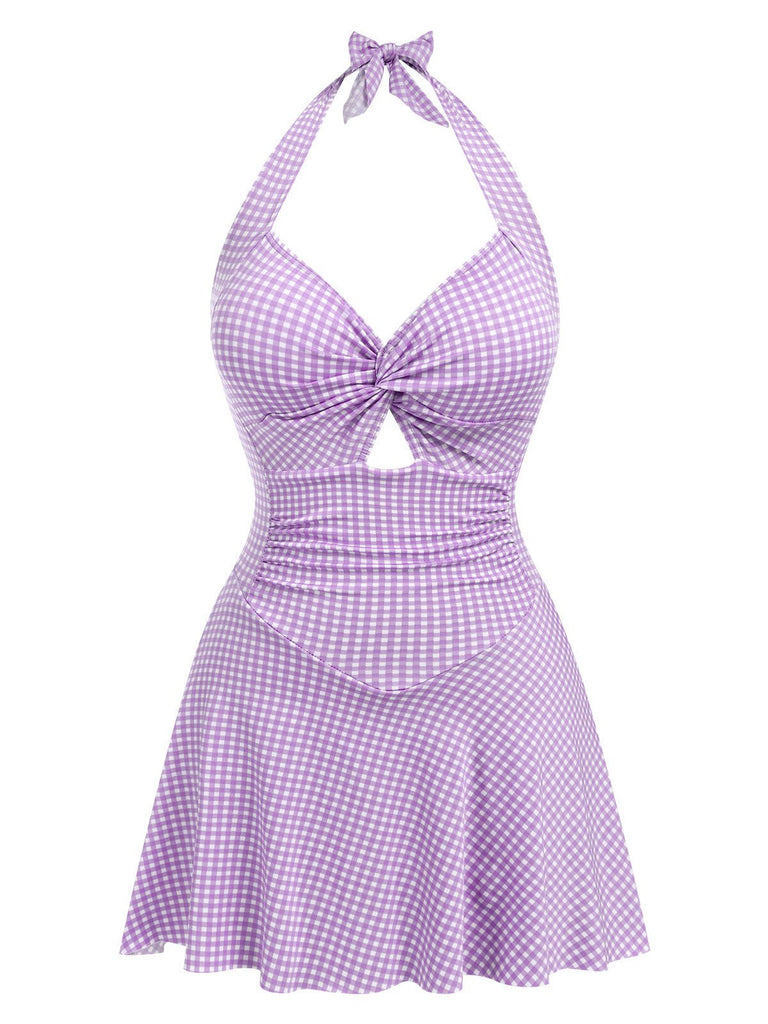 Maillot de bain une pièce rouge à carreaux des années 1930