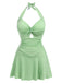 Maillot de bain une pièce vert clair à carreaux des années 1930