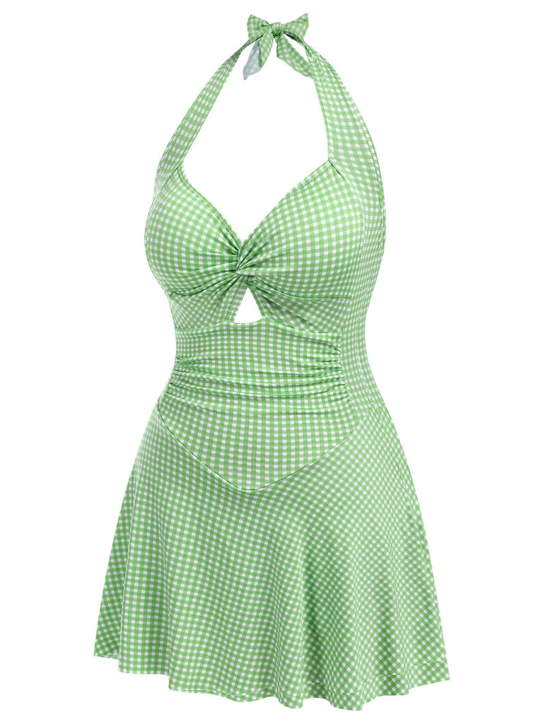 Maillot de bain une pièce rouge à carreaux des années 1930