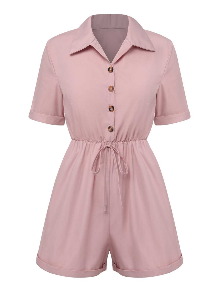 Combishort unie à lacets et col chemise des années 1950