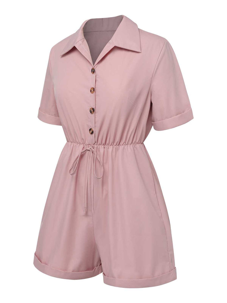 Combishort unie à lacets et col chemise des années 1950