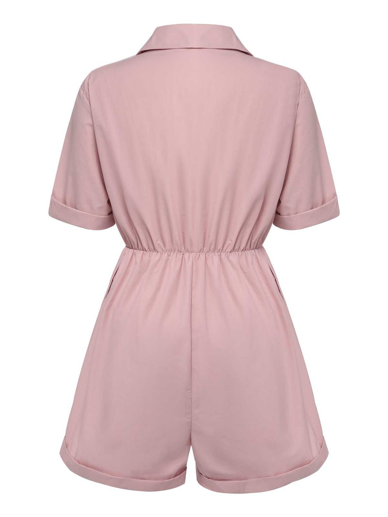 Combishort unie à lacets et col chemise des années 1950