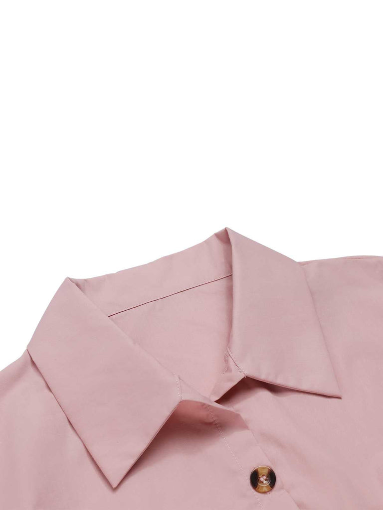 Combishort unie à lacets et col chemise des années 1950