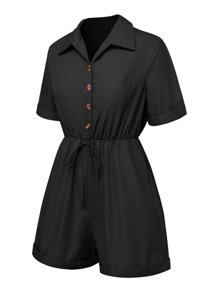 Combishort unie à lacets et col chemise des années 1950