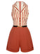 Combishort à revers rayé rouge brique des années 1940