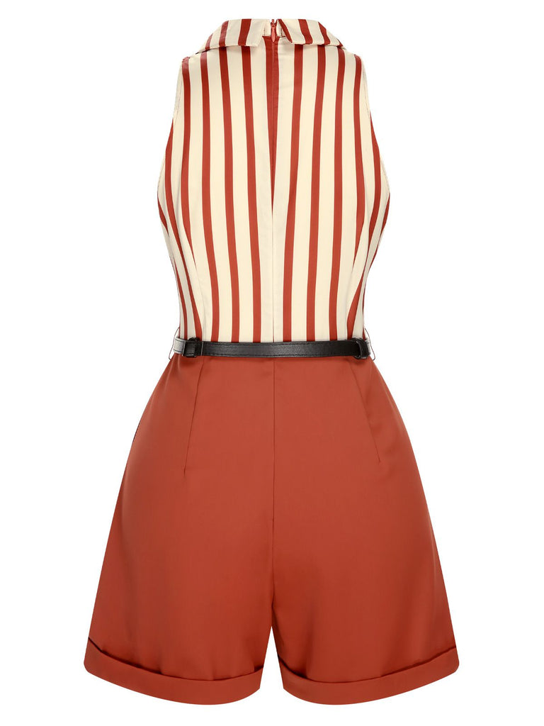 Combishort à revers rayé rouge brique des années 1940