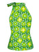 Haut sans manches à col noué et motif floral des années 1960
