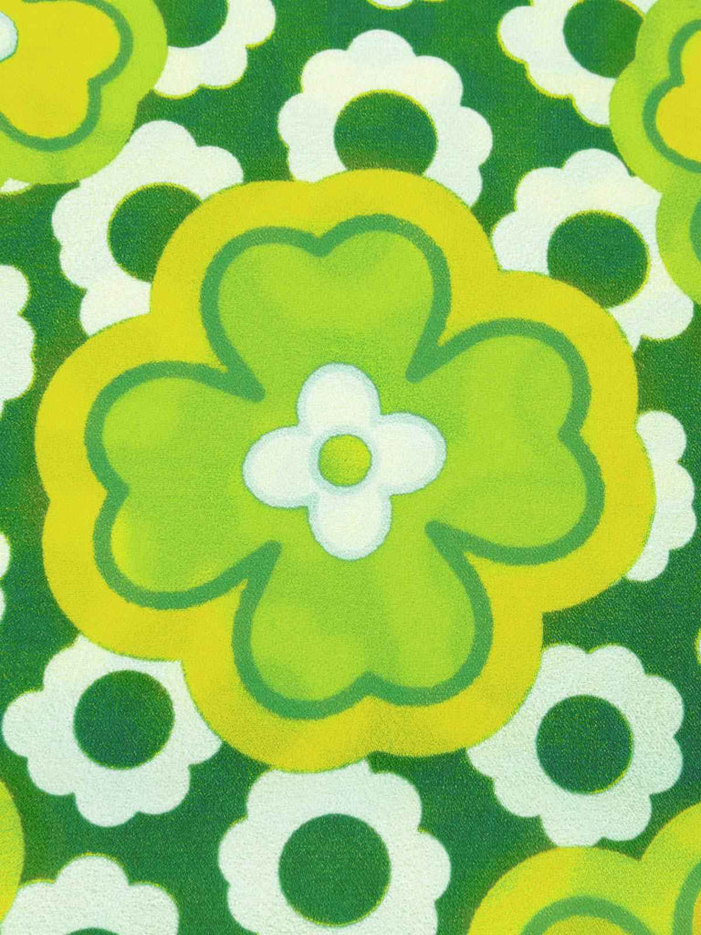 2PCS hauts fleuris à col noué et jupe unie boutonnée des années 1960