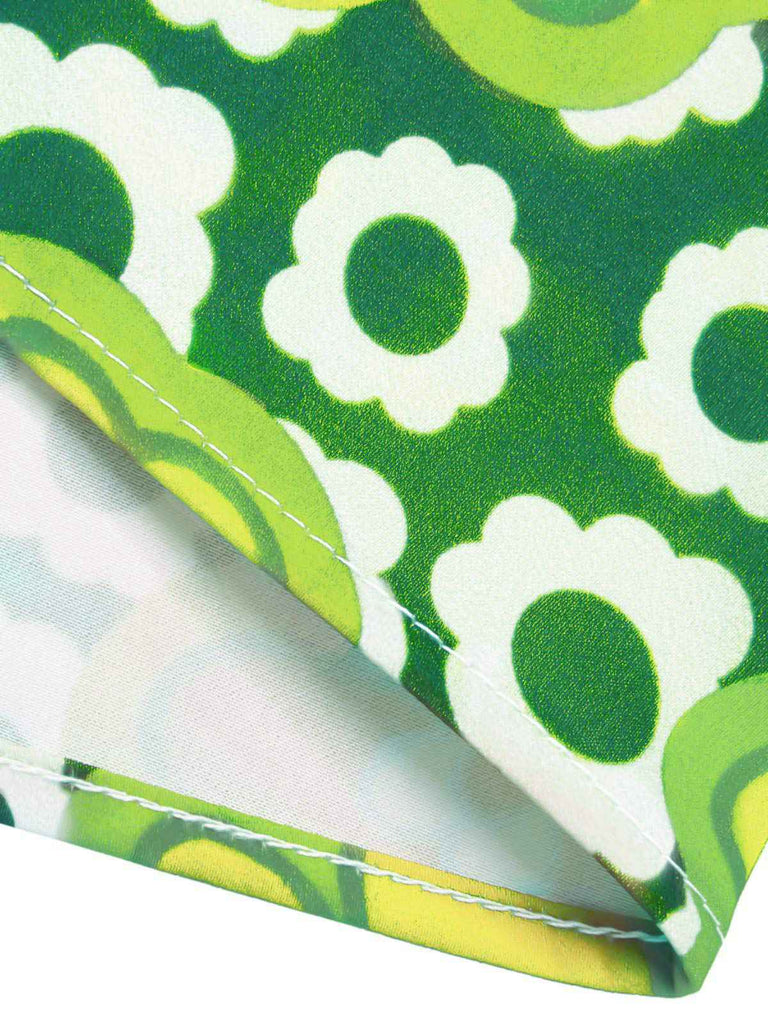 Haut sans manches à col noué et motif floral des années 1960