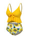 Maillot de bain à volants floraux à bretelles spaghetti des années 1960
