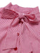 Robe rose à rayures fines et col noué des années 1950