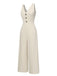 Combinaison boutonnée unie avec nœud beige années 1930