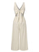 Combinaison boutonnée unie avec nœud beige années 1930