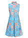 Robe à col montant fleurie plissée des années 1960