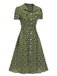 [Grande taille] Robe marguerite à boutons revers vert des années 1950