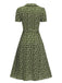 Robe marguerite à boutons revers rouge des années 1950