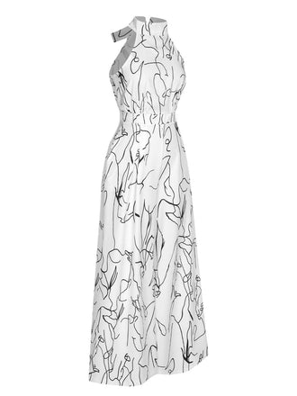 Combinaison blanche sans manches à col rond des années 1930