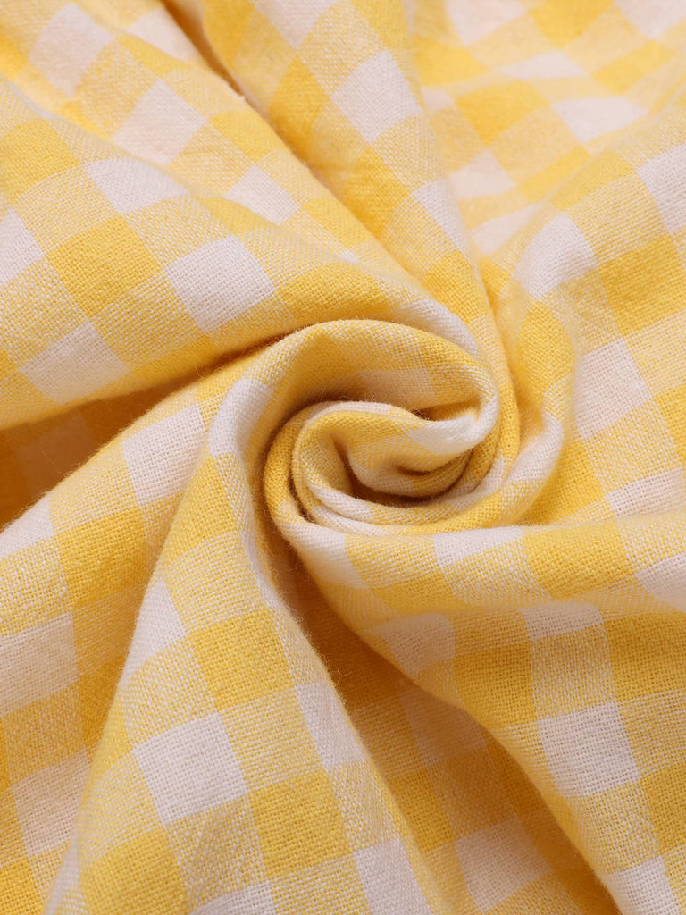 Robe à carreaux bloc de couleur coton à bretelles spaghetti des années 1950