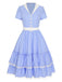 [Pré-vente] Robe en dentelle à revers à rayures bleues des années 1950