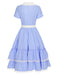 [Pré-vente] Robe en dentelle à revers à rayures bleues des années 1950