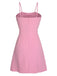 Robe rose unie à bretelles spaghetti et nœud style années 1950