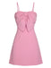 Robe rose unie à bretelles spaghetti et nœud style années 1950