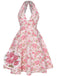 [Grande taille] Robe rose à fleurs et col en V des années 1950