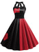 Robe dos nu à blocs de couleurs rouge et noir des années 1950