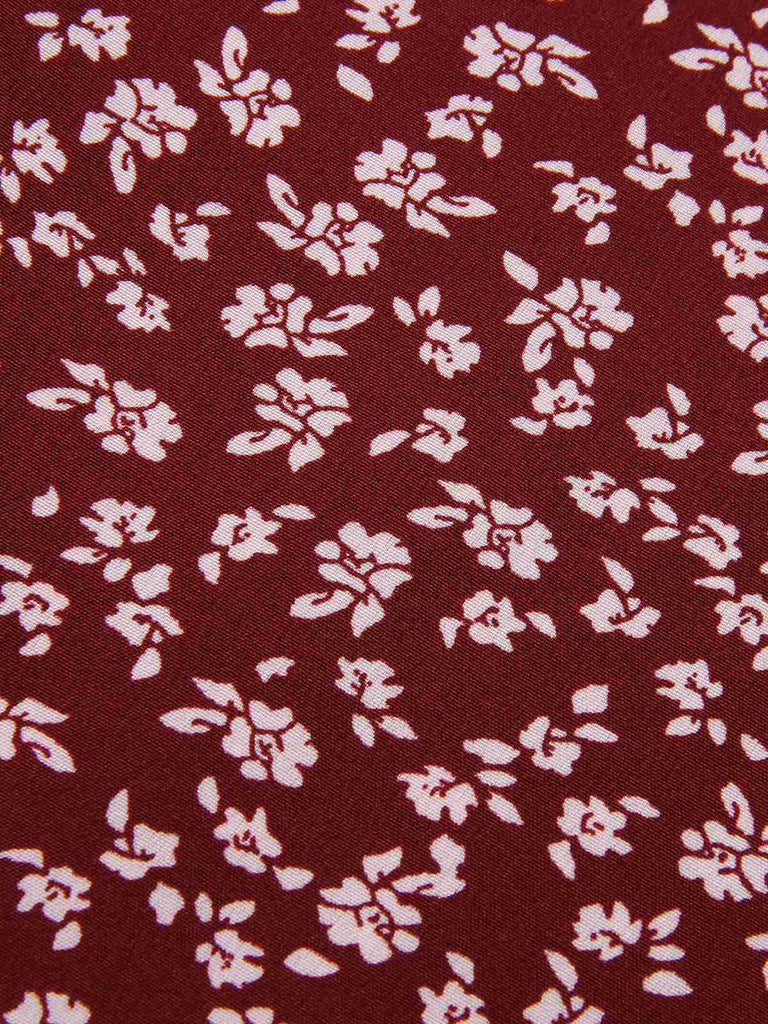 Robe à fleurs en V rouge vin des années 40 Vintage Chic