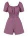 Combishort noire à manches bouffantes framboise des années 1950
