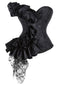 Corset patchwork en dentelle à volants Stempunk noir des années 1980