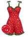 [Pré-vente] Combishort rouge à bretelles volantées fraise des années 1950
