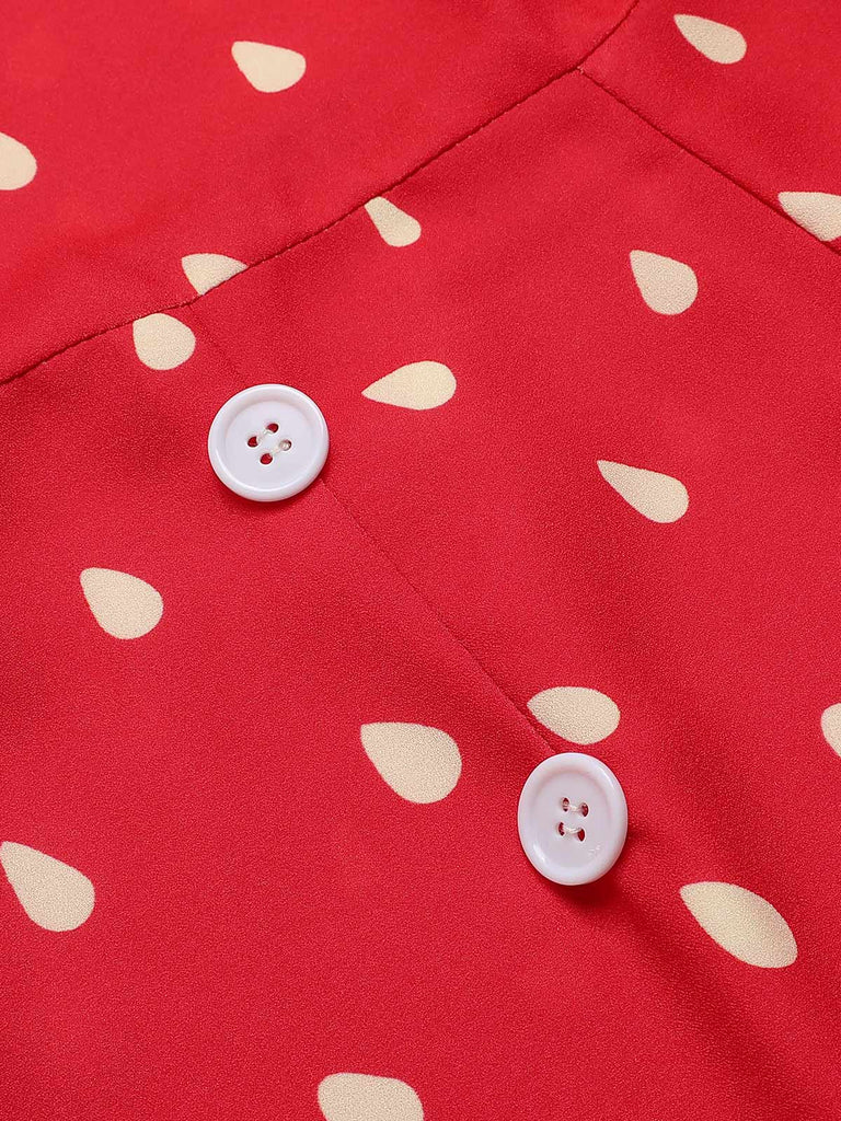[Pré-vente] Combishort rouge à bretelles volantées fraise des années 1950