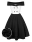 [Pré-vente] Robe patchwork noire à épaules dénudées des années 1950