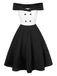 [Pré-vente] Robe patchwork noire à épaules dénudées des années 1950