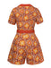 [Pré-vente] Combishort à revers fleurie orange des années 1960