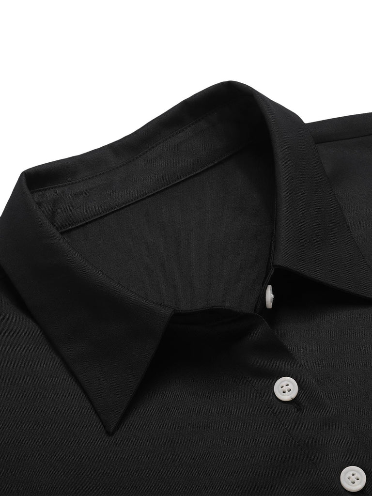 Robe jaune à revers avec nœud pour Halloween des années 1950