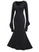 Robe sirène noire manches chauve-souris des années 1930
