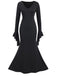 Robe sirène noire manches chauve-souris des années 1930
