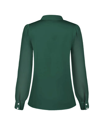 Chemisier vert manches bouffantes col rond en satin années 40