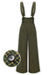 Pantalon salopette boutonné à carreaux Glen vert des années 40