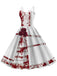 Robe d'Halloween doubles bretelles et roses sanglantes des années 1950