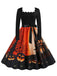 Robe patchwork à manches longues pour Halloween des années 1950