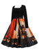 Robe patchwork à manches longues pour Halloween des années 1950
