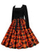 Robe patchwork à manches longues pour Halloween des années 1950