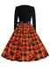 Robe patchwork à manches longues pour Halloween des années 1950