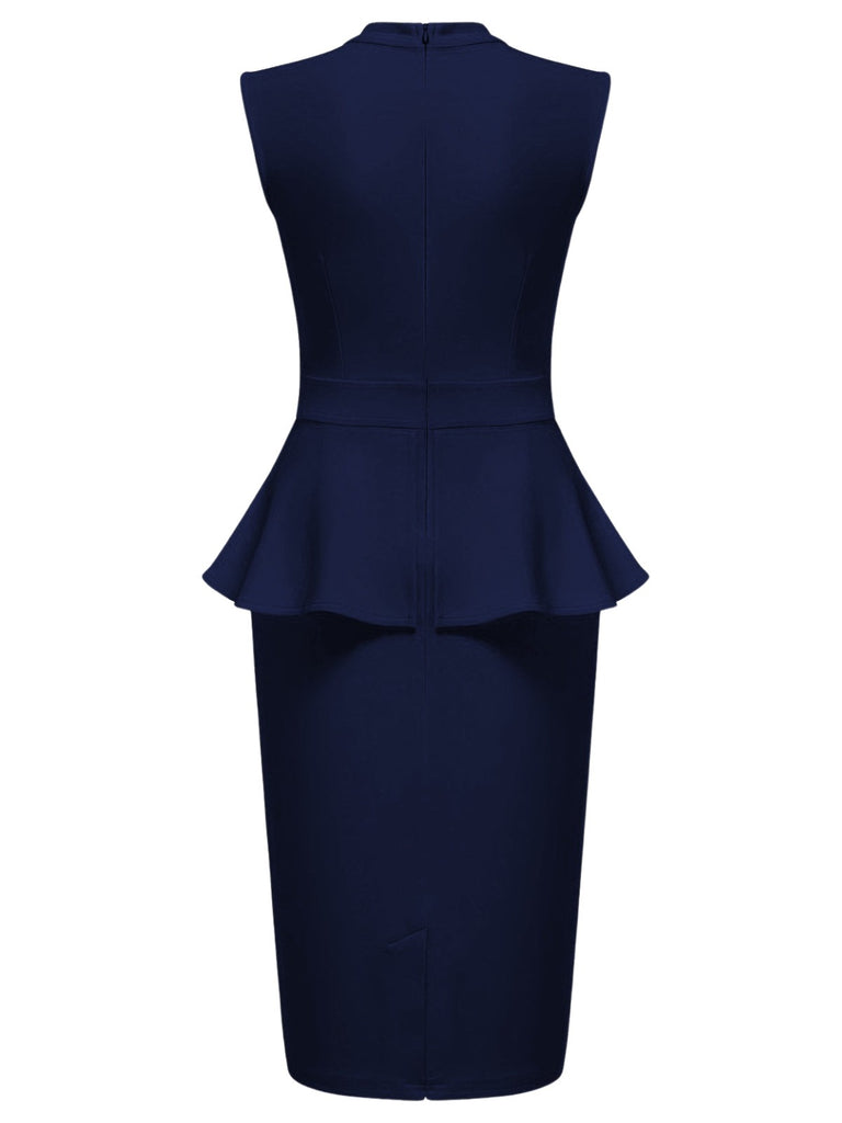 Robe cache-cœur sans manches à col rond et patchwork des années 1960