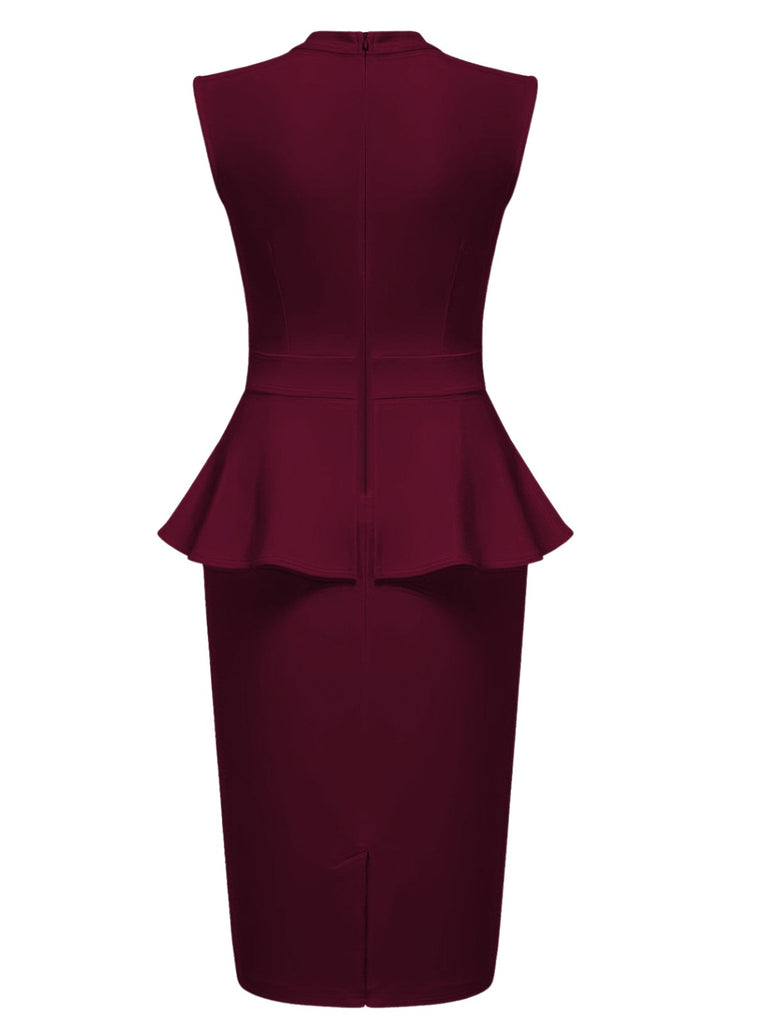 Robe cache-cœur sans manches à col rond et patchwork des années 1960