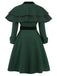 Manteau croisé vert avec ceinture et cape des années 1930